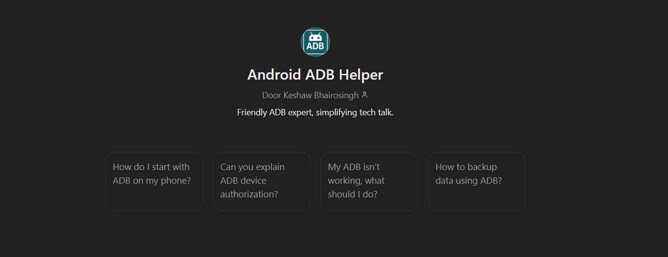 Screenshot of Android ADB Helper GPT interface